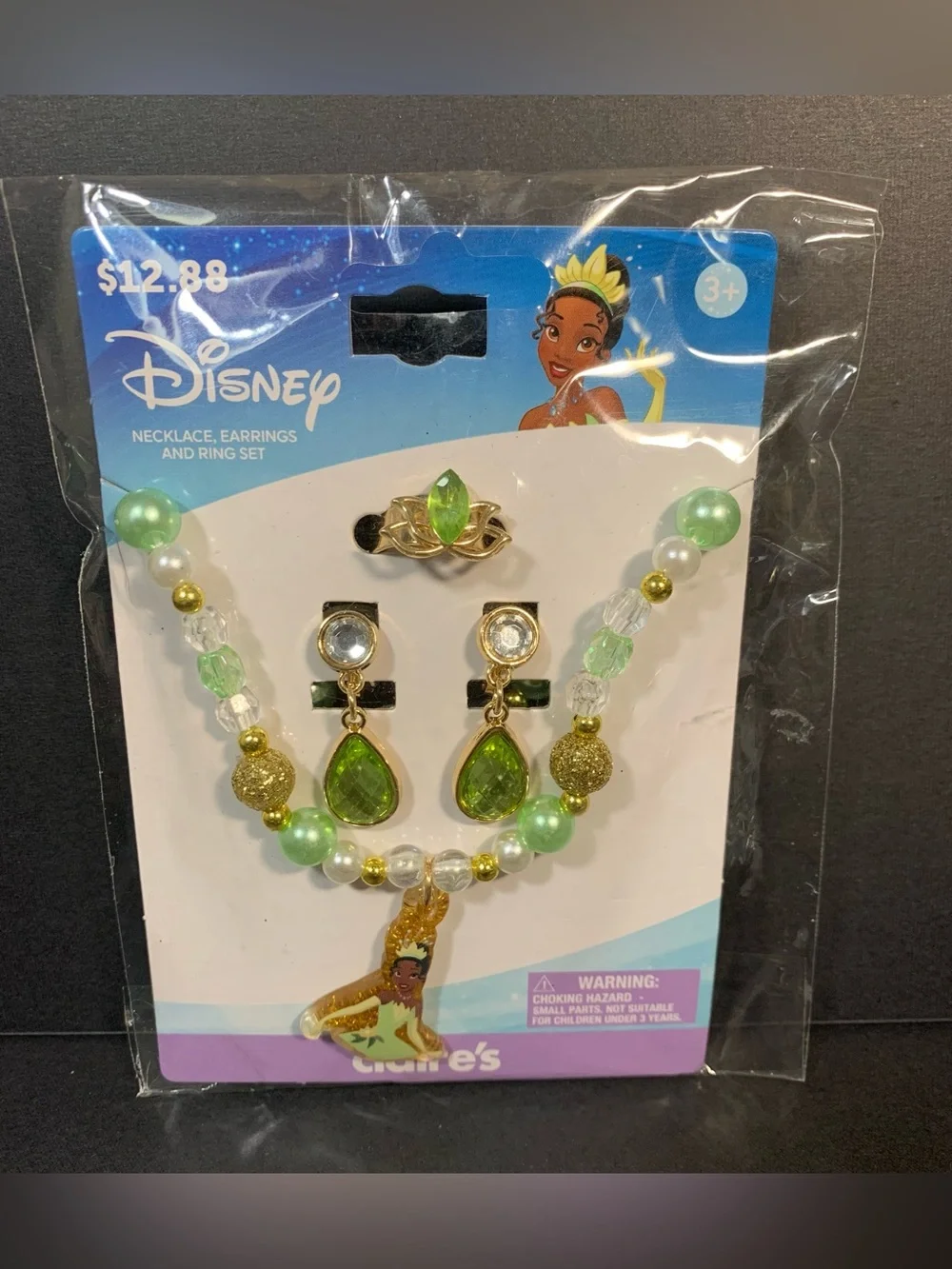 Lot of 2 Disney Claire's Jewelry Sets Cinderella and Princess Tiana NIP